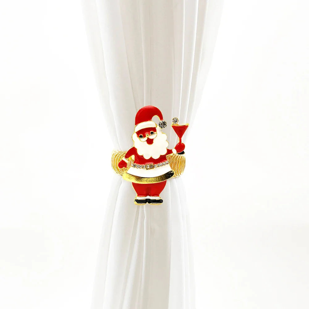 Fivelas de Cortina Natalinas Castiliani, opções de árvore de Natal ou Papai Noel, ideais para decorar a casa com estilo festivo