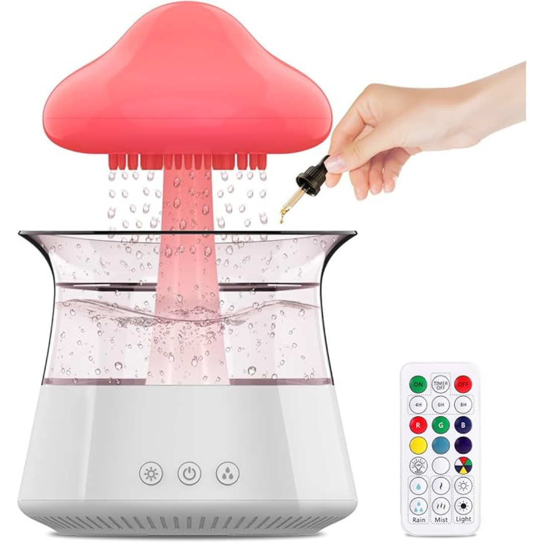 Umidificador Nuvem com Som de Chuva e Aromaterapia Castiliani, com cromoterapia e alívio para o ar seco

