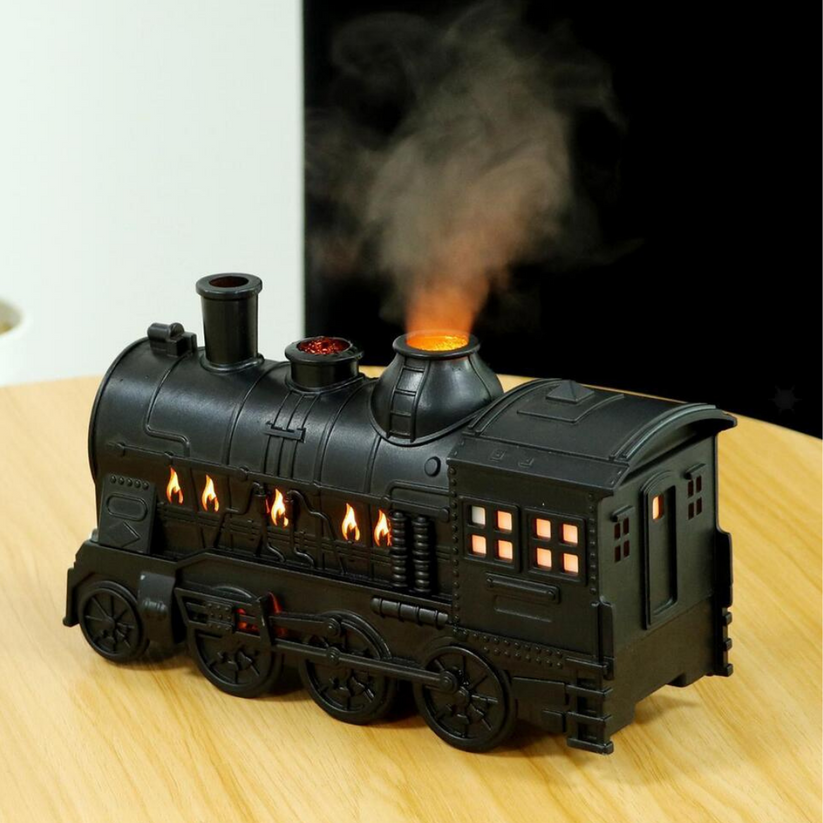 Difusor Umidificador de Ar Locomotiva Castiliani, elegante e criativo, ideal para hidratar o ambiente e melhorar a saúde respiratória

