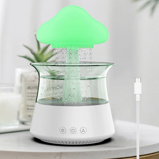 Umidificador Nuvem com Som de Chuva e Aromaterapia Castiliani, com cromoterapia e alívio para o ar seco

