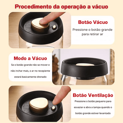 Pote de Vidro com Tampa Hermética Café a Vácuo Castiliani


