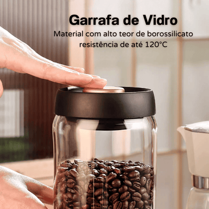 Pote de Vidro com Tampa Hermética Café a Vácuo Castiliani


