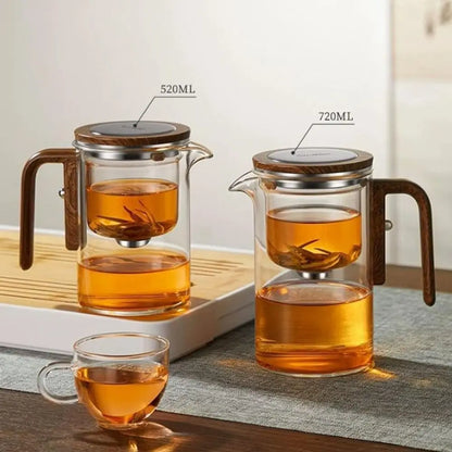 Bule de Chá de Vidro com Infusor e Cabo de Madeira Castiliani

