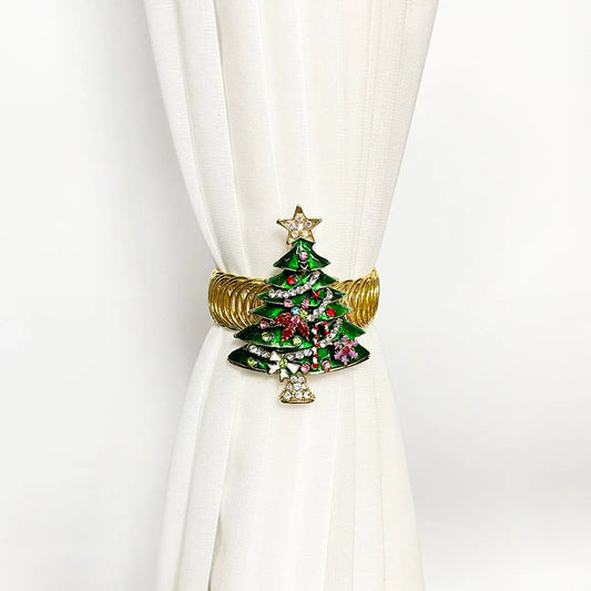 Fivelas de Cortina Natalinas Castiliani, opções de árvore de Natal ou Papai Noel, ideais para decorar a casa com estilo festivo

